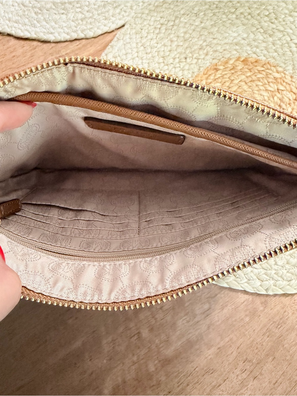 Michael Kors White and Brown MK Logo Wristlet Pouch - Picture 4 of 4